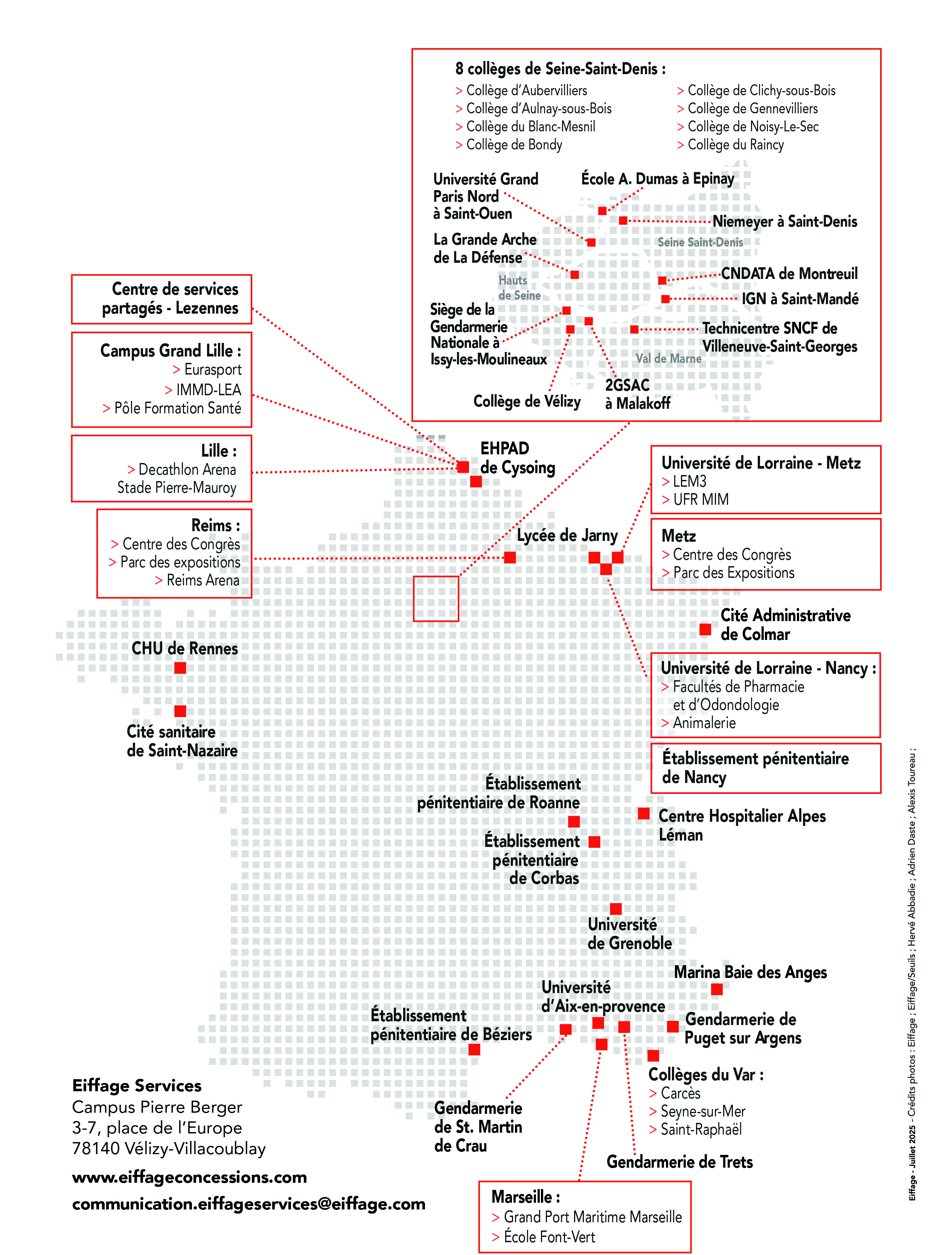 Carte des implantations d'Eiffage services